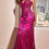 Thumbnail: Glitter Print Corset Bodice Long Formal Dress & Prom Dress