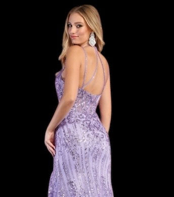Thumbnail: Fitted Cross Back Sparkly Long Formal Dress & Prom Dress 