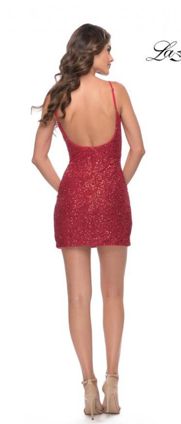 Thumbnail: La Femme Sequin Slit Short Formal Dress & Homecoming Dress