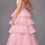 Thumbnail: Pink Sparkle Ruffle Ball Gown With Corset Bodice