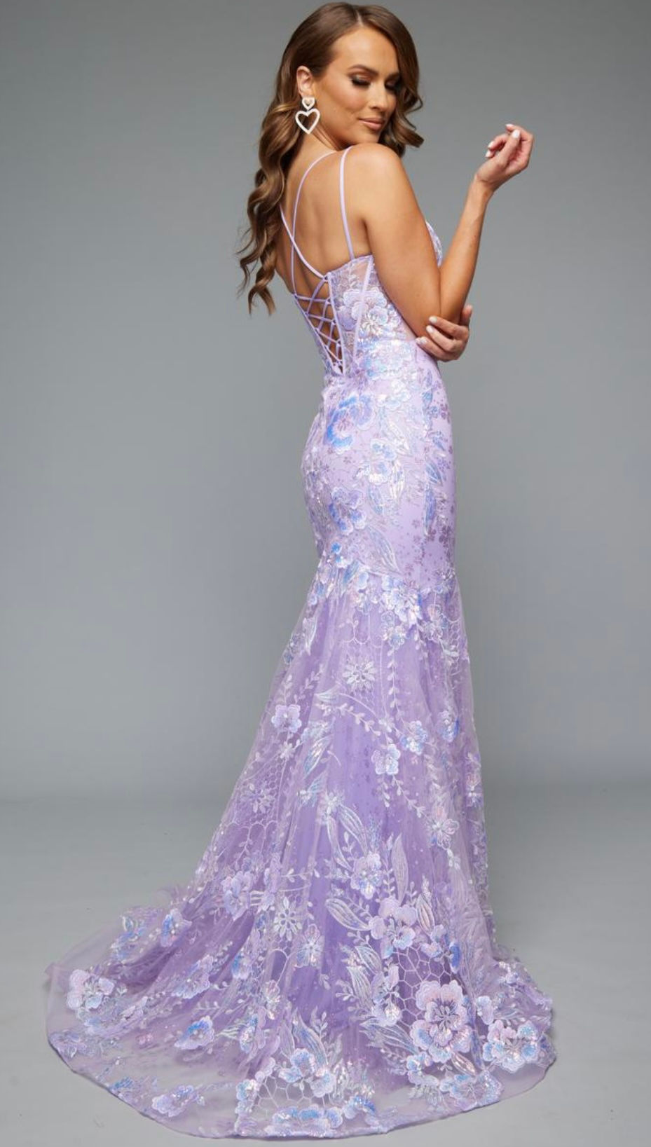 Thumbnail: Jasz Couture Floral Printed Corset Bodice Long Formal Dress & Prom Dress
