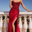 Thumbnail: Fitted Satin Beaded Corset Long Formal Dress & Prom Dress 