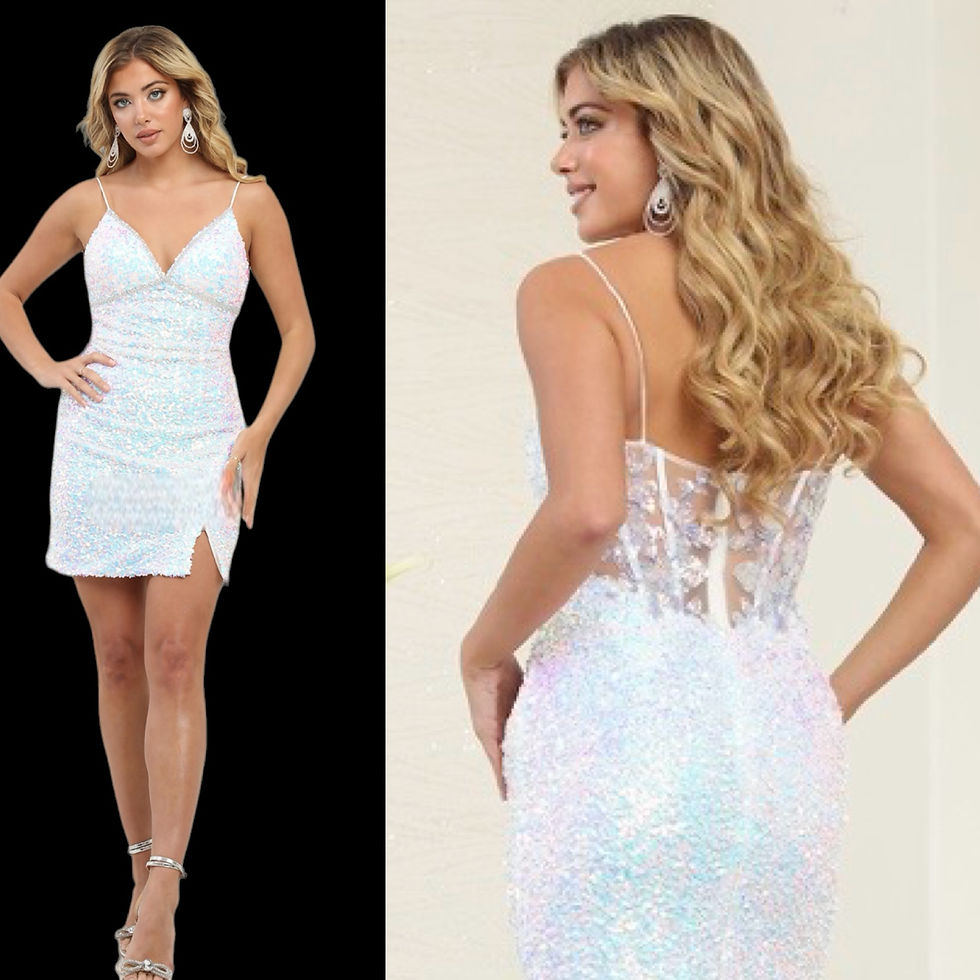 Thumbnail: All Over Sequin With Corset Back Short Formal Dress & Homecoming Dress