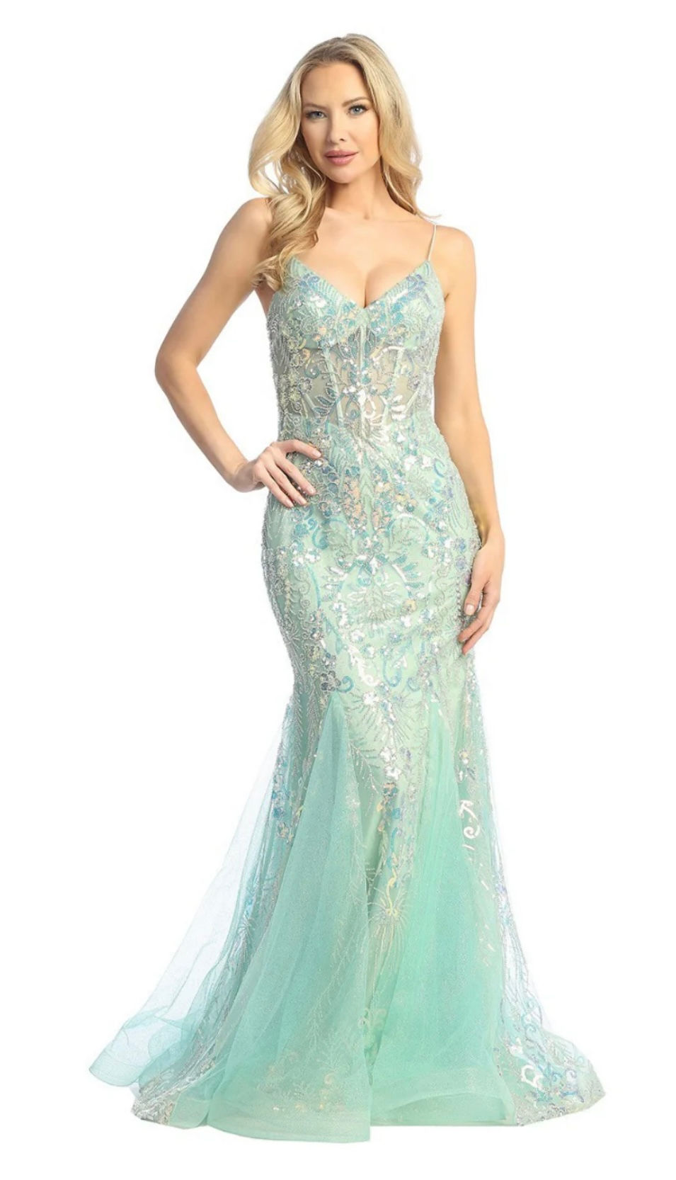 Thumbnail: Corset Beaded Mermaid Long Formal Dress & Prom Dress 