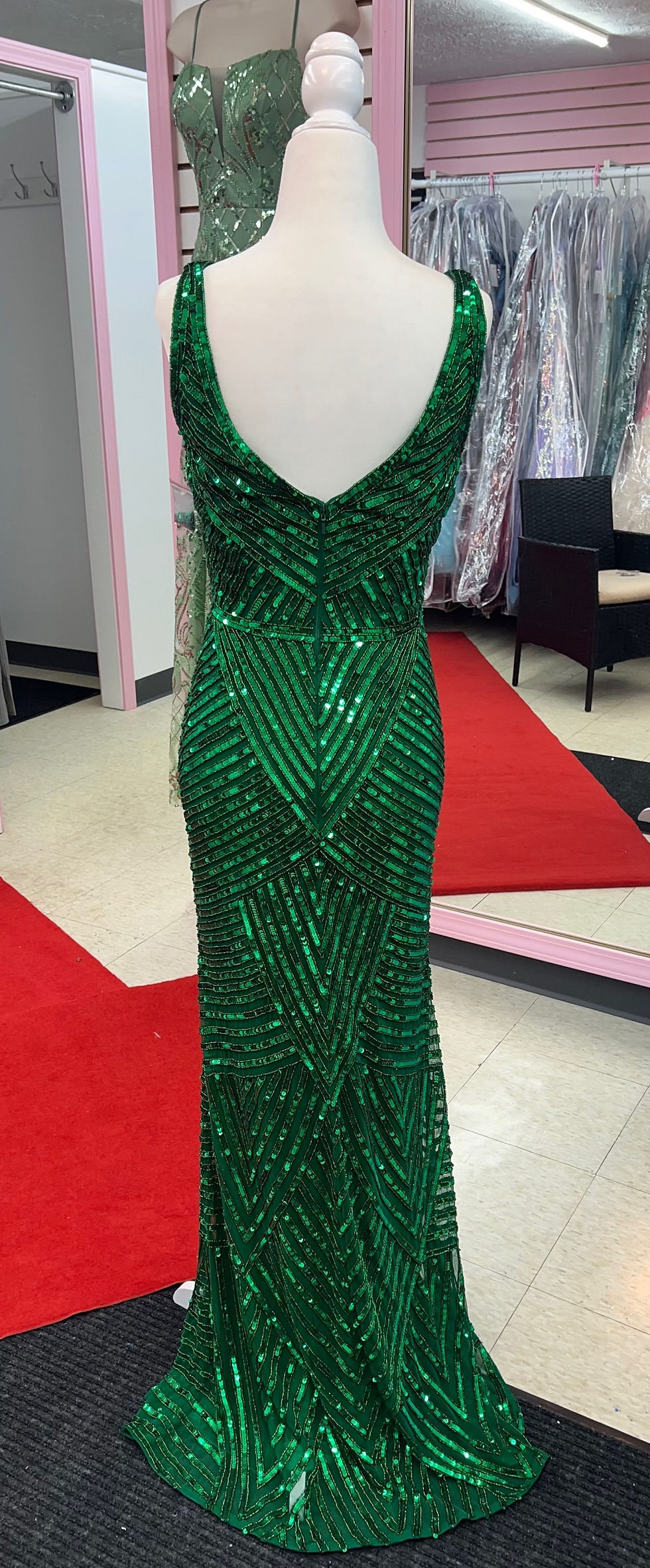 Thumbnail: Green Hand Crafted Beaded Sequin Long Formal Dress & Prom Dress