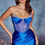 Thumbnail: Satin Strapless Corset Bodice Long Formal Dress & Prom Dress 