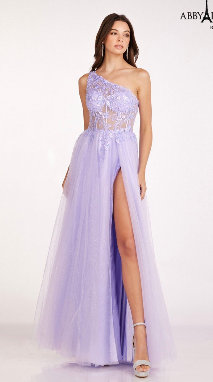 Abby Paris One Shoulder Corset Bodice Long Formal Dress & Prom Dress