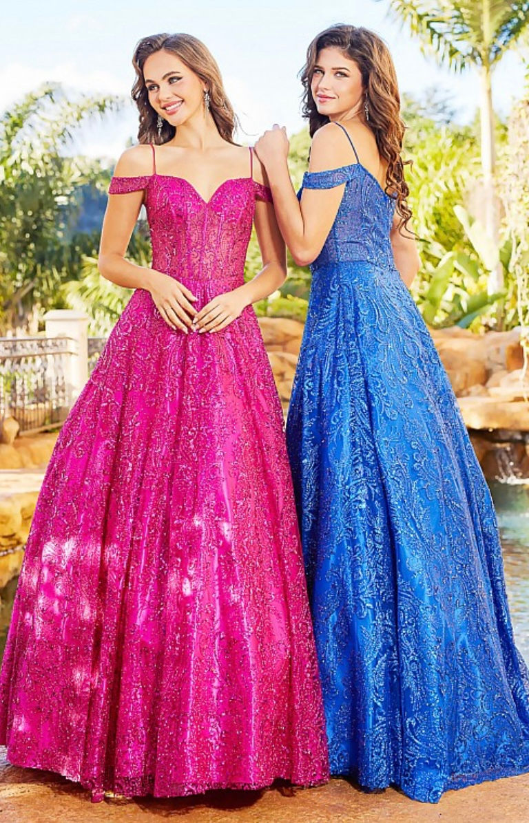 Glitter Off The Shoulder Ball Gown Formal Gown & Prom Gown