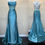 Thumbnail: Satin Teal Mesh & Sequin Bodice Formal Dress & Prom Dress 