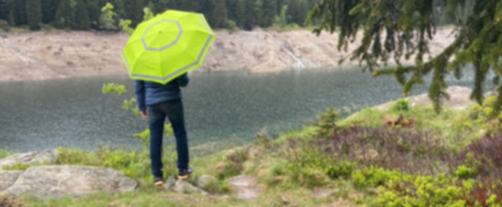 Man mit Quick Safety Wanderschirmerschirm