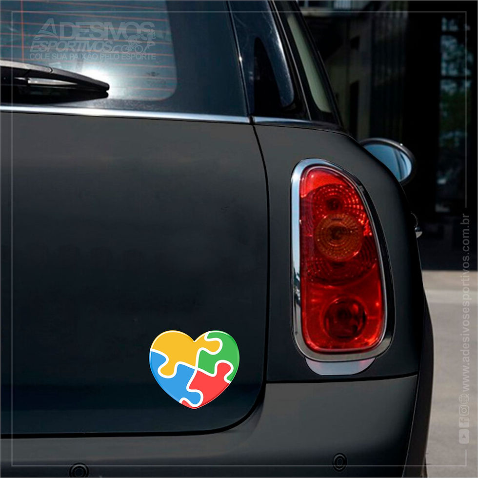 Miniatura: Adesivo Resinado 3d Coração Símbolo Autismo Adesivos Esportivos carro preto