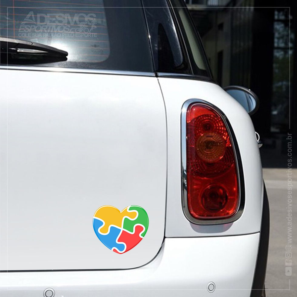 Miniatura: Adesivo Resinado 3d Coração Símbolo Autismo Adesivos Esportivos carro branco