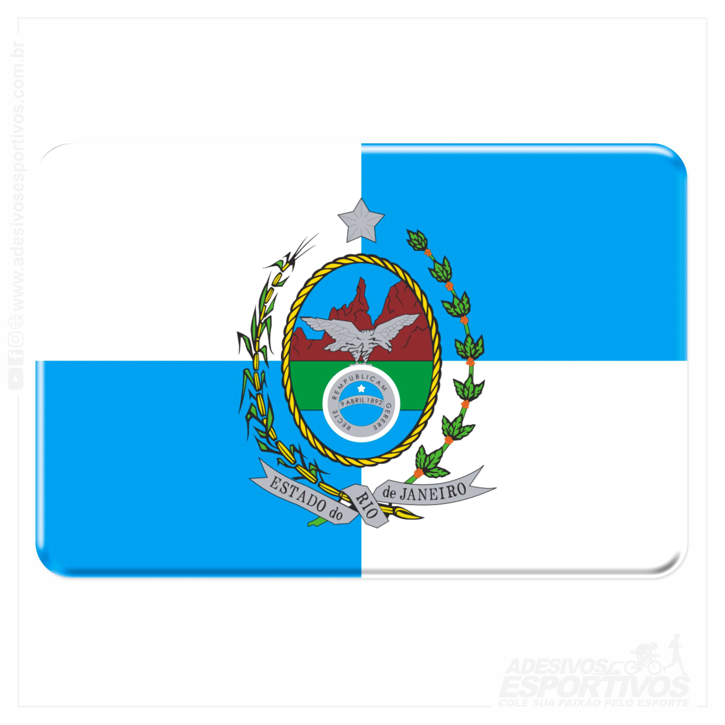 Adesivo Emblema Bandeira do Estado do Rio de Janeiro Resinado 3D