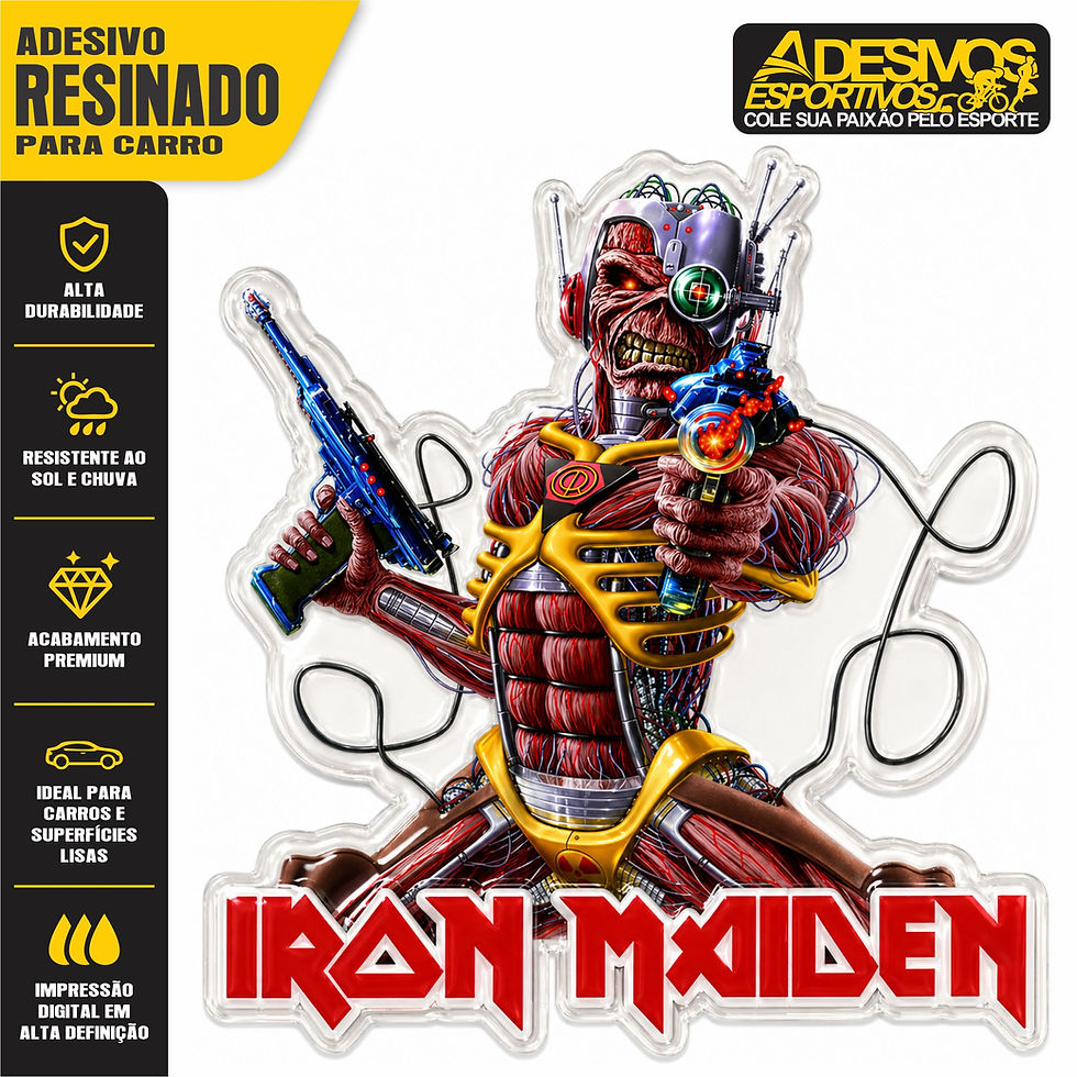 Miniatura: Adesivo Emblema Heavy Metal Banda Iron Maiden Somewhere In Time Resinado3D Carro Moto em Alto Relevo Adesivos Esportivos