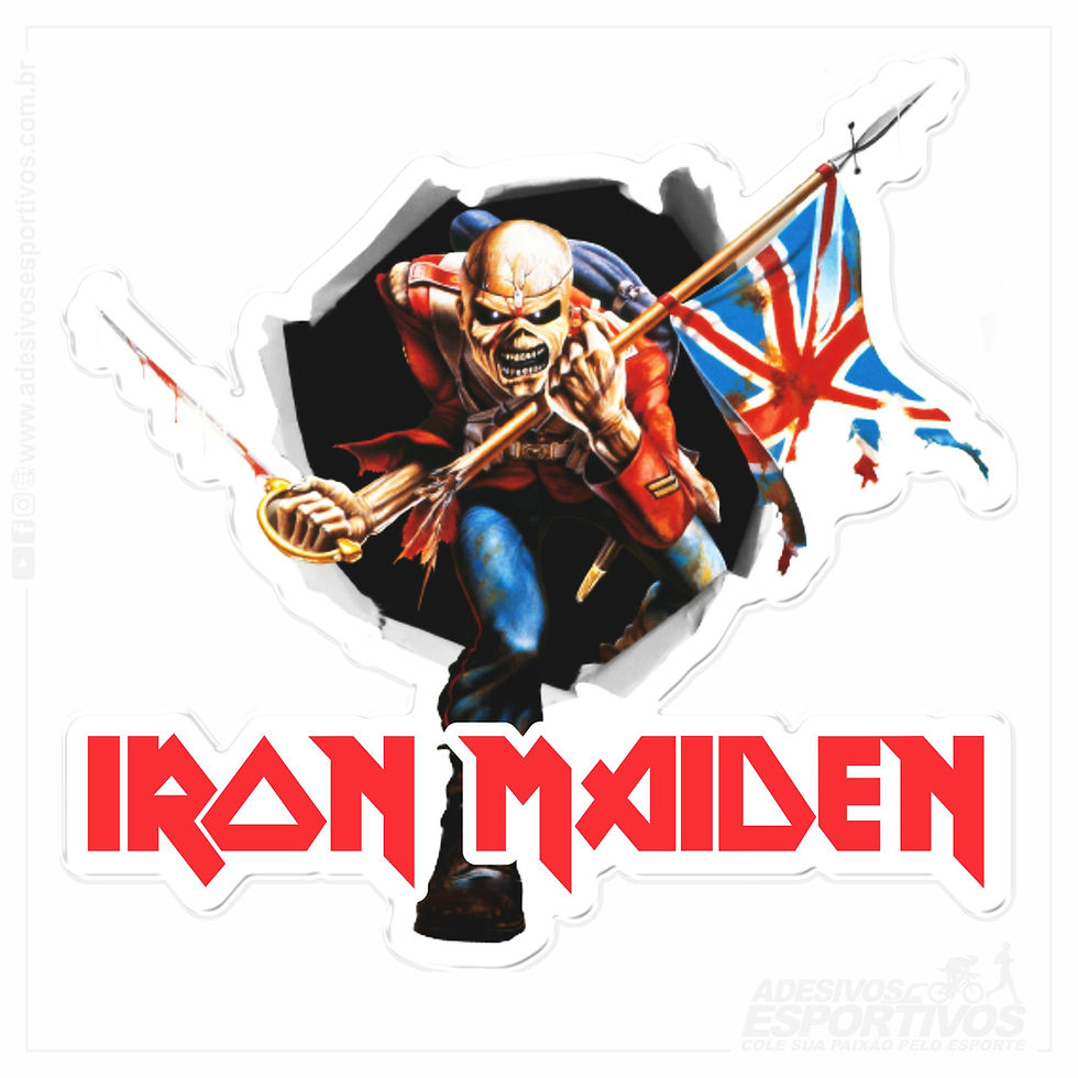 Adesivo Emblema Banda Iron Maiden The Trooper Heavy metal Resinado3D em Alto Relevo