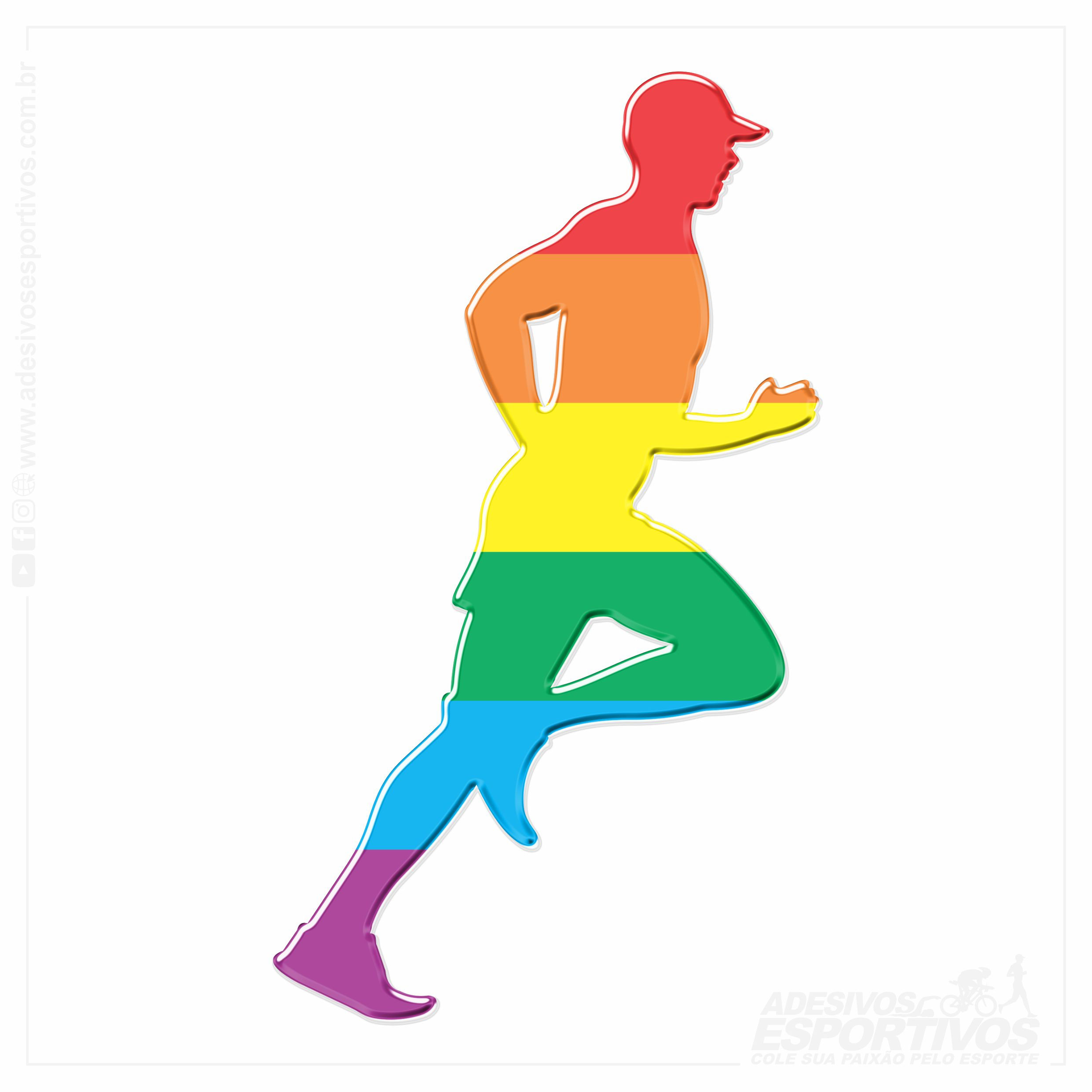 Adesivo Corredor Run Running Movimento LGBT Orgulho Gay Resinado3d