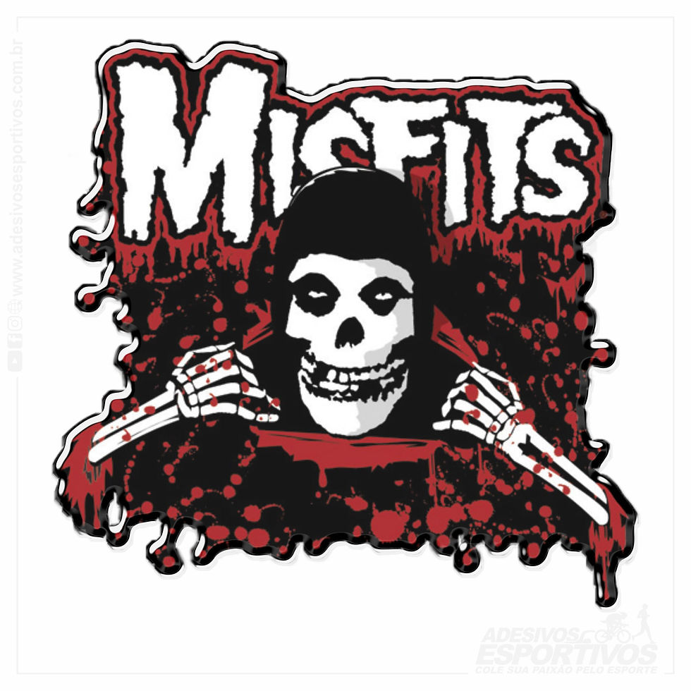 Adesivo Emblema Banda Misfits Punk Rock Resinado3D em Alto Relevo