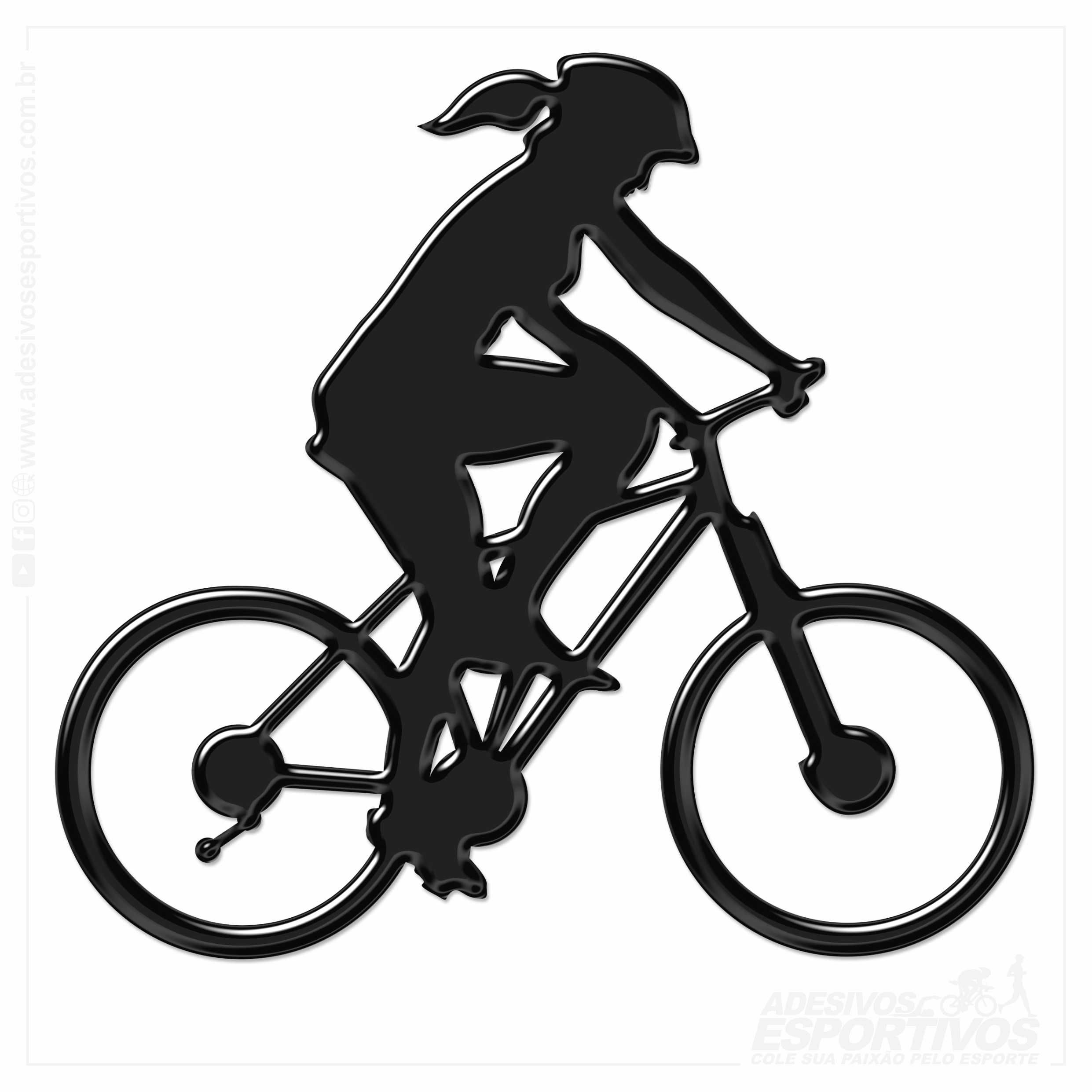 Adesivo Emblema Andando de Bike MTB - Feminino Resinado 3D