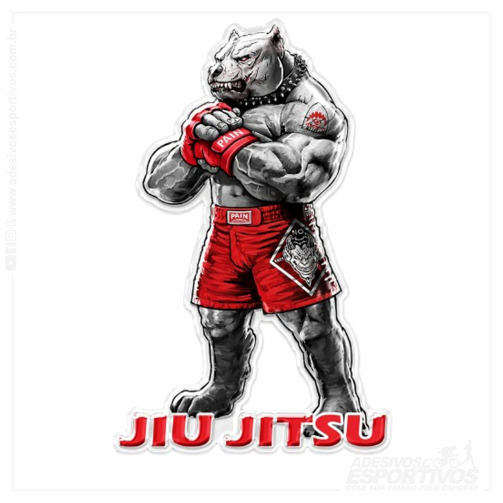 Adesivo Brazilian Jiu-Jitsu Pitbull MMA Dojo Bjj Carro Moto Auto Relevo Resinado3D