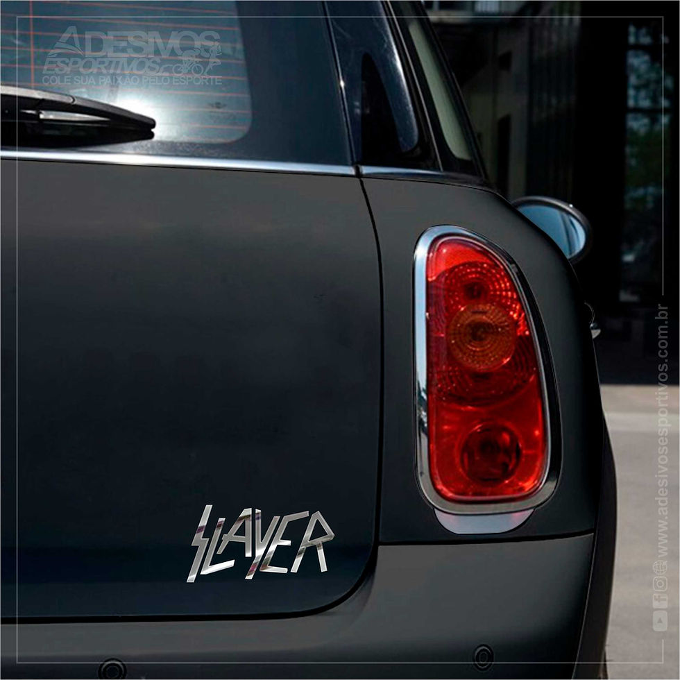 Miniatura: Adesivo Emblema Logo Banda Slayer Heavy Metal Resinado3D em Moto Alto Relevo Carro cromado