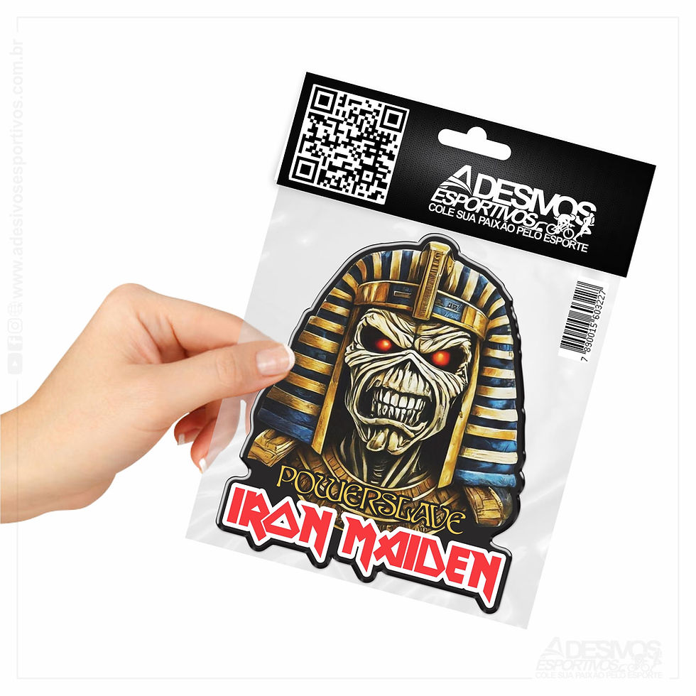 Miniatura: Adesivo Emblema Heavy Metal Banda Iron Maiden Powerslave Resinado3D em alto relevo
