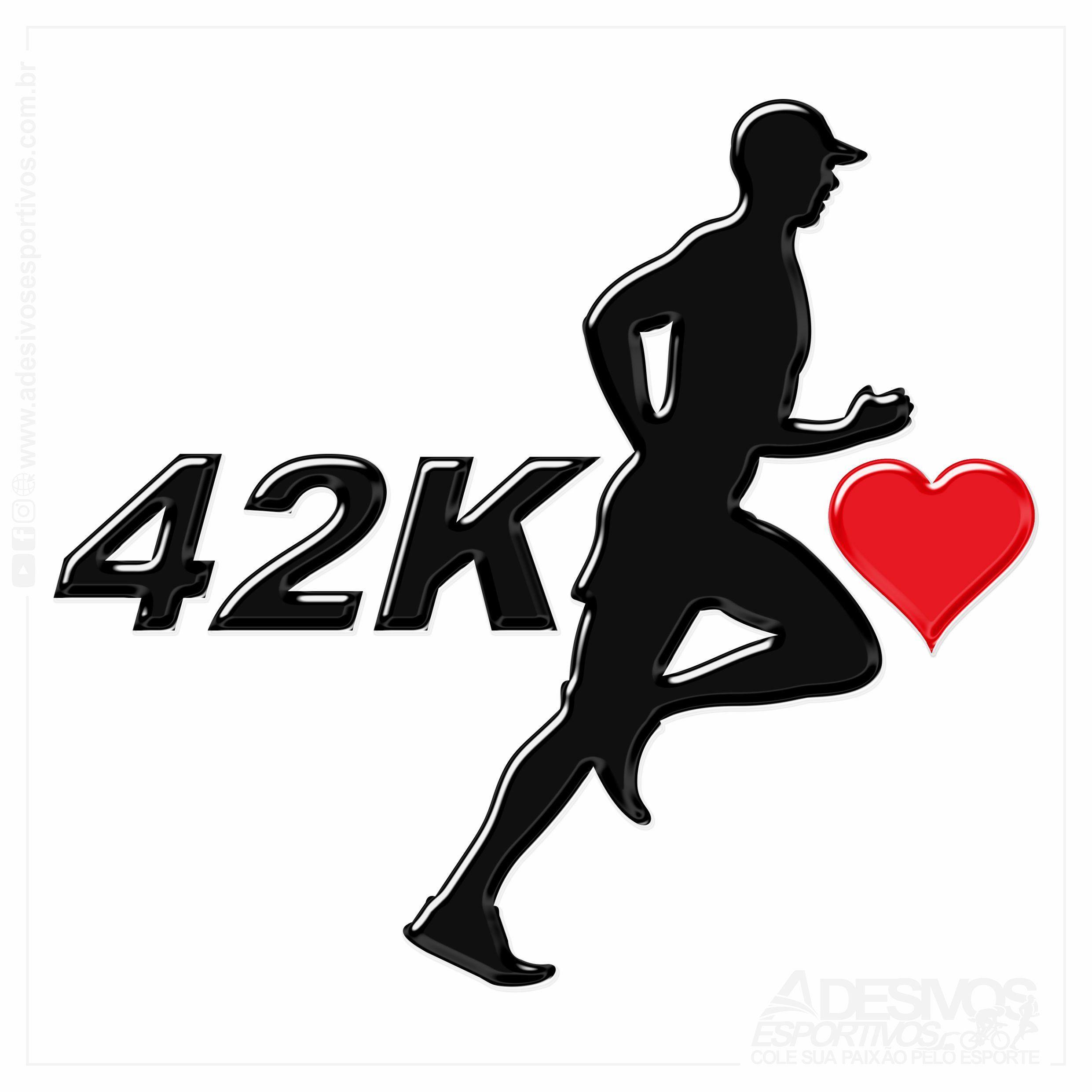 Adesivo Emblema Corredor Run Running Eu Amo Maratona 42K Resinado3D