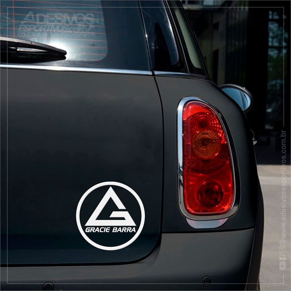 Miniatura: Adesivo Emblema Branco Refletivo Brazilian Gracie Barra Jiu-Jitsu Dojo Bjj Resinado3D Adesivos Esportivos Carro