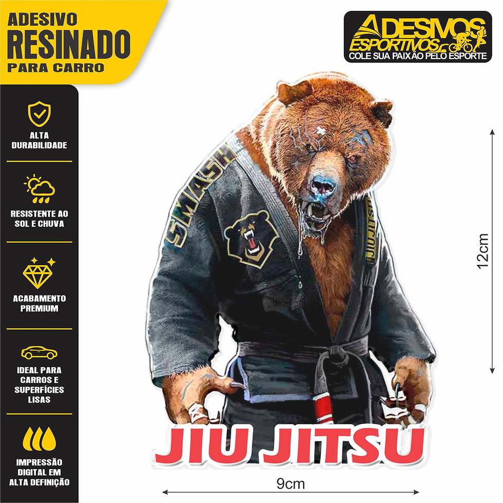 Miniatura: Adesivo Emblema Artes Marciais Brazilian Jiu-Jitsu Urso Dojo Bjj Resinado3D anuncio
