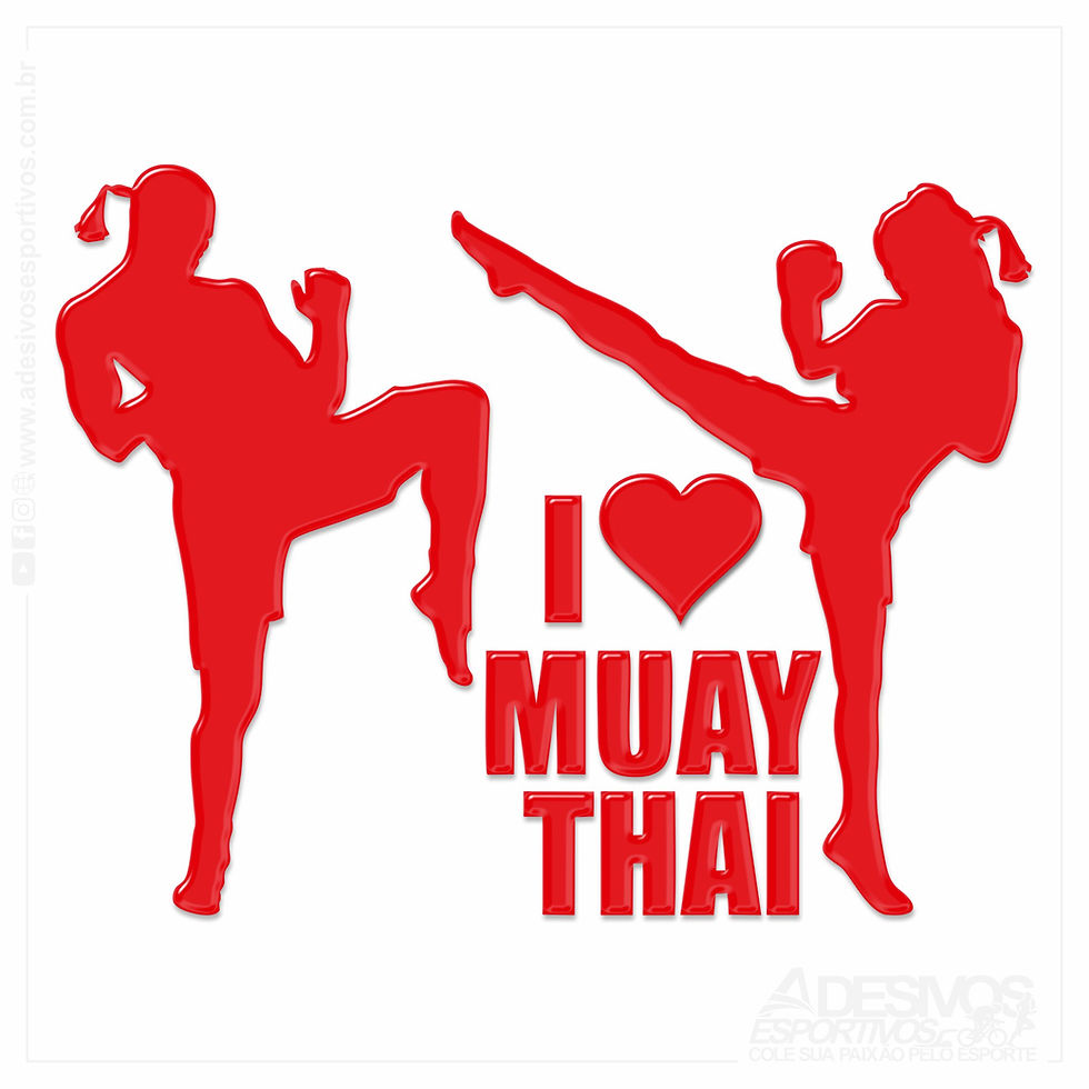 Miniatura: Adesivo Emblema Arte Marcial Tailandesa Casal Muay Thai Resinado3D