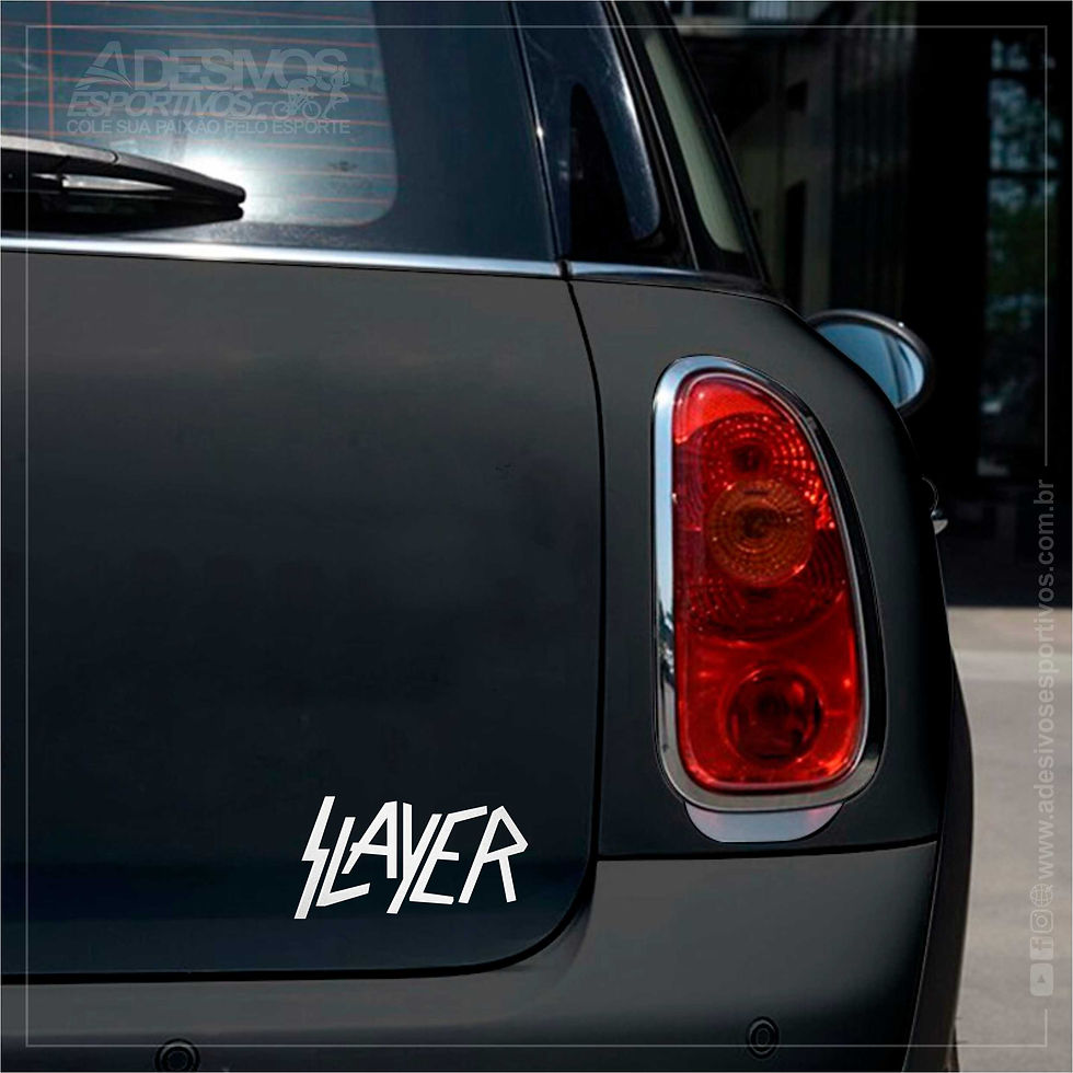 Miniatura: Adesivo Emblema Logo Banda Slayer Heavy Metal Resinado3D em Moto Alto Relevo Carro branco Refletivo