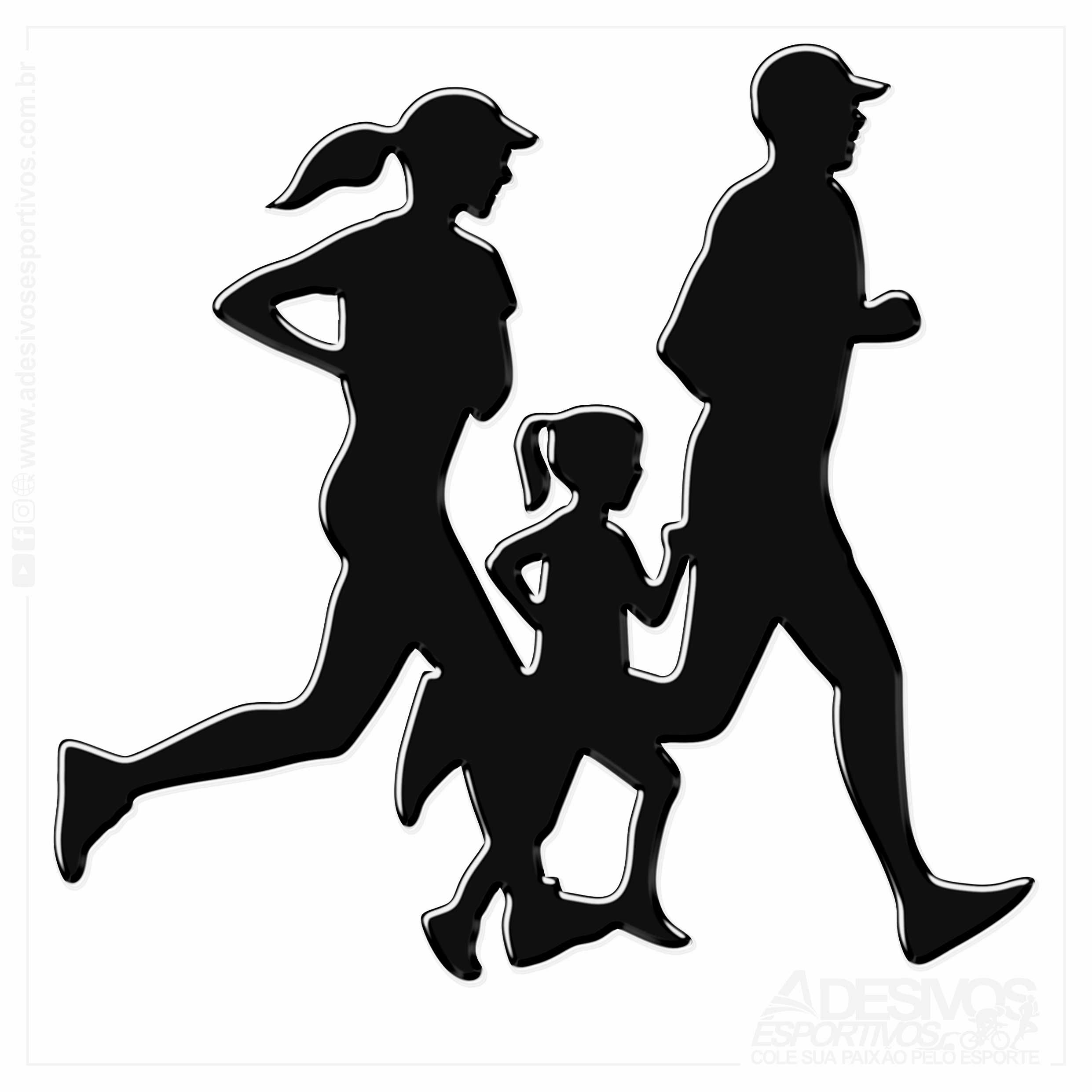Adesivo Emblema Casal Run Running Filha Criança Menina Kids Alto Relevo Resinado3D