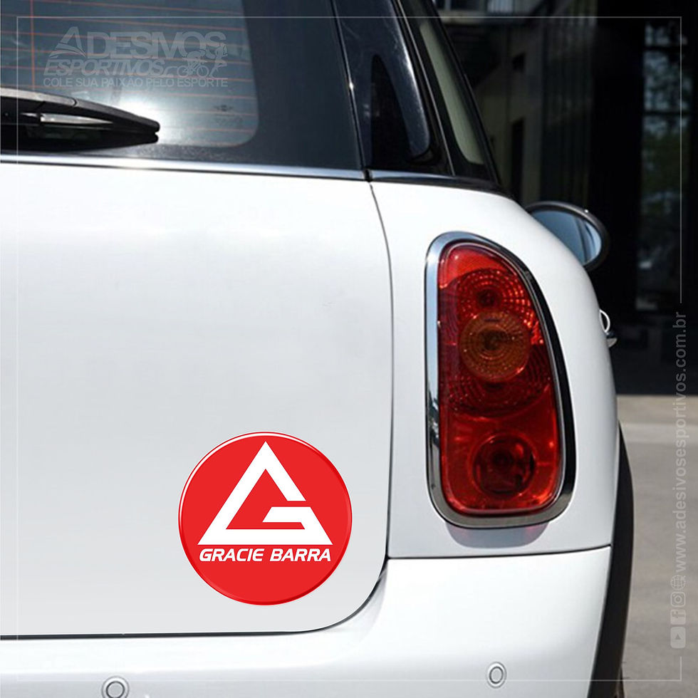 Miniatura: Adesivo Emblema Vermelho Arte Marcial Brazilian Gracie Barra Jiu-Jitsu Dojo Bjj Resinado3D Adesivos Esportivos Carro Branco