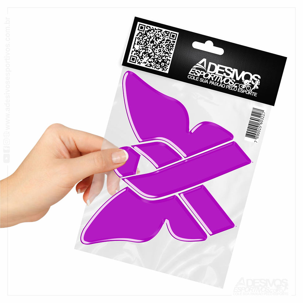 Miniatura: Adesivo Emblema Símbolo Borboleta Laço Roxo Lúpus Fibromialgia Resinado3D em Alto Relevo Carro Moto Emalagem
