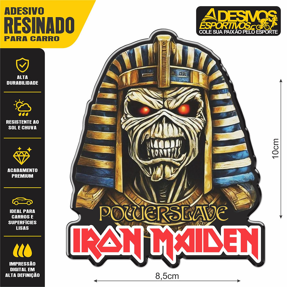 Miniatura: Adesivo Emblema Banda Iron Maiden Powerslave Resinado3D