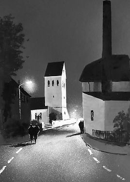 Poing Kirche St. Michael bei Nacht