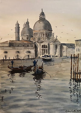 Aquarell Venedig Canale Grande mit Gondeln