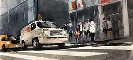 Aquarell USA Straßenszene VI war zu sehen im Rahmen einer Gruppenaussellung