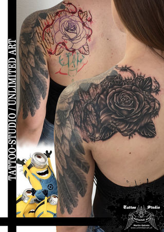 Rose mit Stacheldraht Tattoo  / Rose With Barbed Wire Tattoo