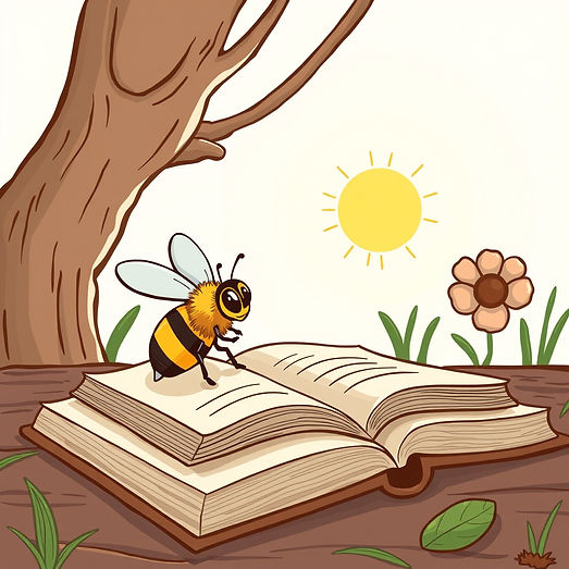 Bee on a book thats open cartoon .jpg