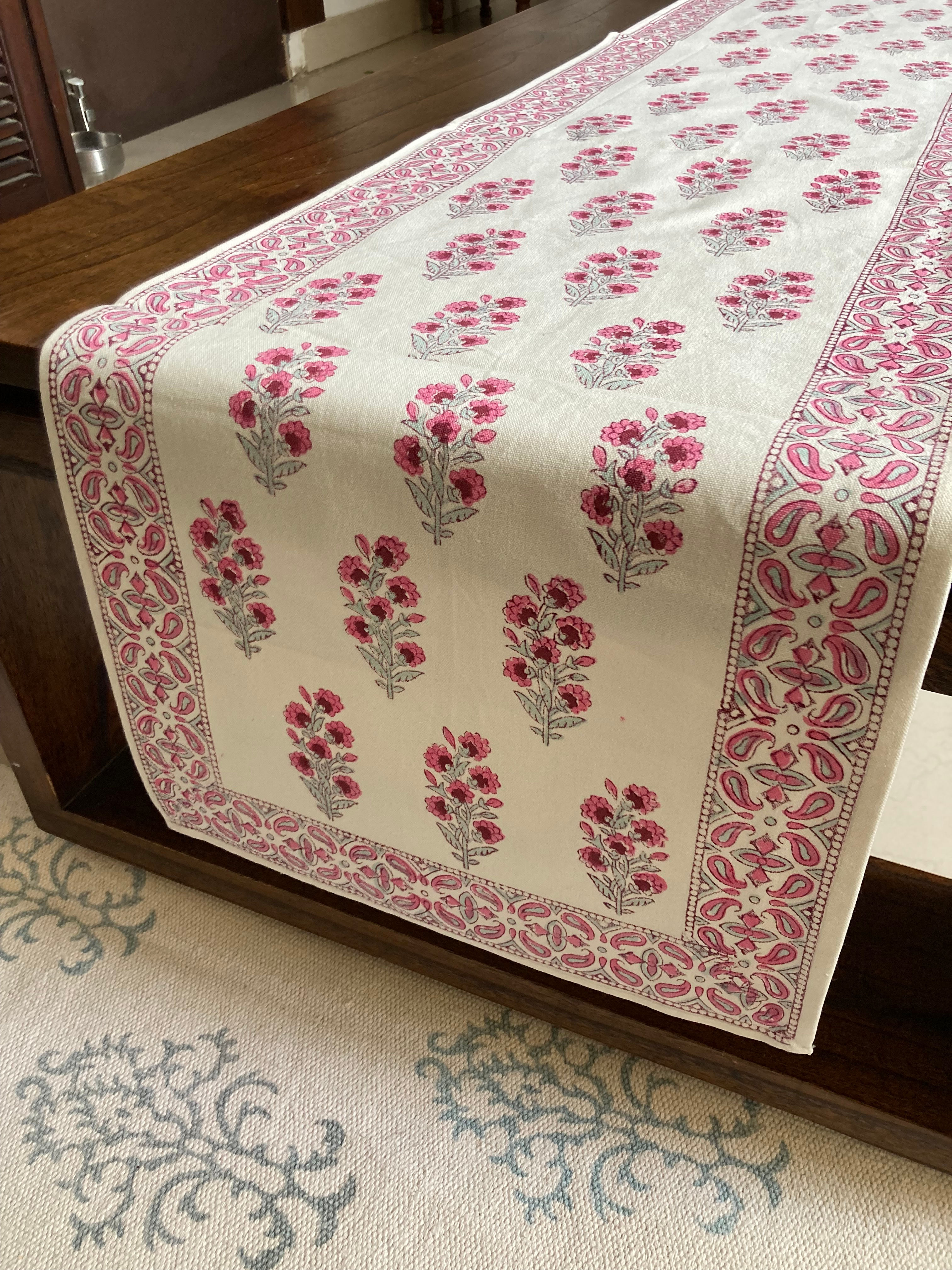 Handblock Printed Table Runner on Canvas
