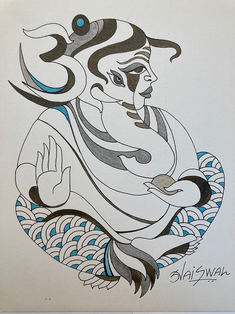 Thumbnail: Ganesha on  Mount Paper using Acrylic colours