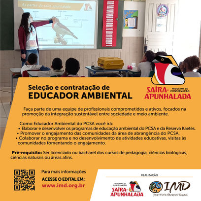 (Encerrado) Projeto de Conservação da Saíra-apunhalada abre vaga para Educador Ambiental