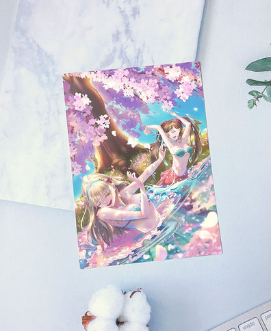 櫻花樹下嬉戲的美人魚 - Mermaids playing under cherry blossoms 