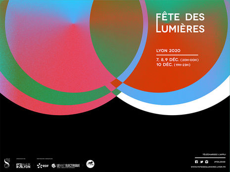 Affiche colorée dégradé, fête des lumières lyon