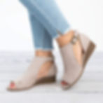 Thumbnail: Roman Wedge Sandals, Peep-Toe, Plus Size Options