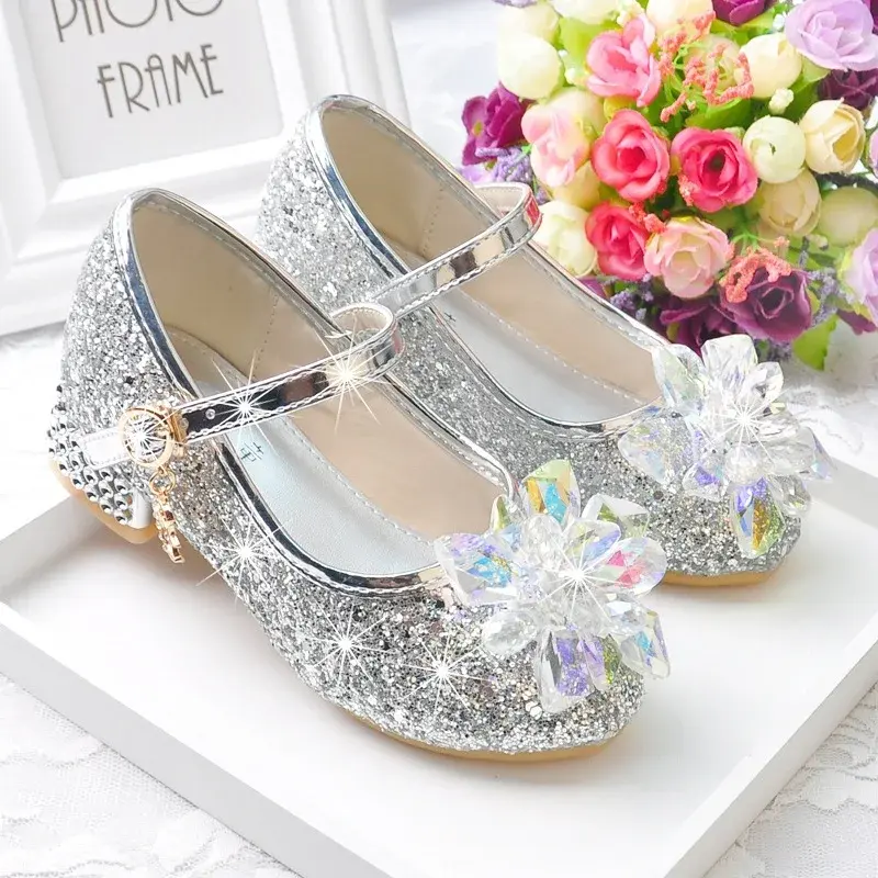 Thumbnail: 2022 Little Girls Crystal High-Heeled Shoes C