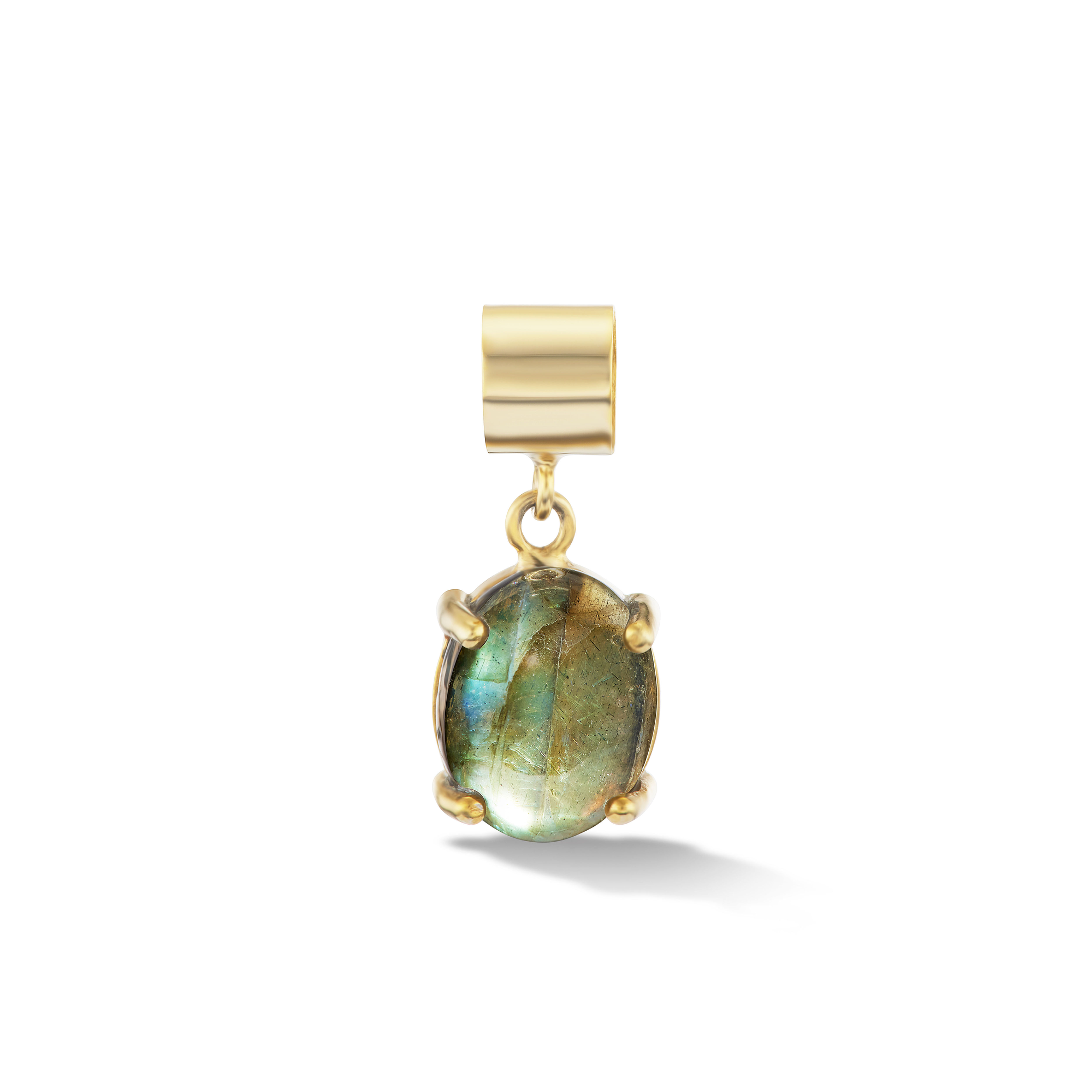 18K Yellow Gold-Plated Labradorite Charm, Gemstone Charms, Labradorite