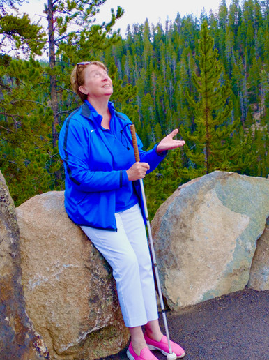 A guest reaches out feeling the fresh air in Yellowstone