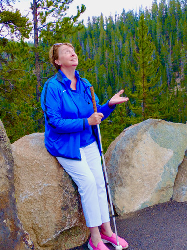 A guest reaches out feeling the fresh air in Yellowstone