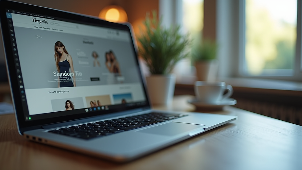 Eye-level view of a laptop screen showing an online shopping website